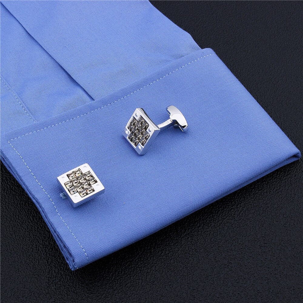 Square Crystal Cross Cufflinks