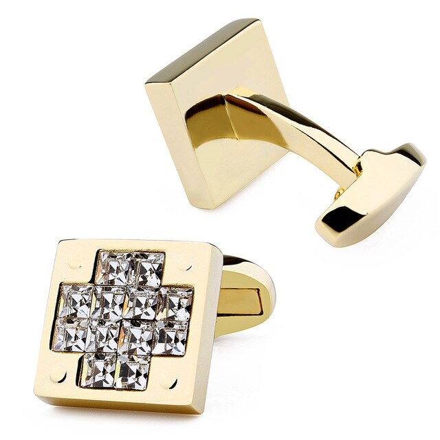 Square Crystal Cross Cufflinks