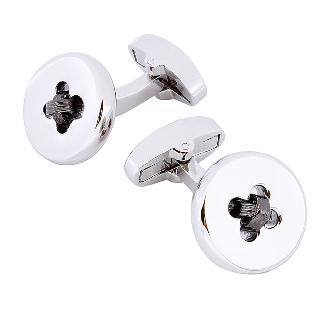 Silver button cufflinks