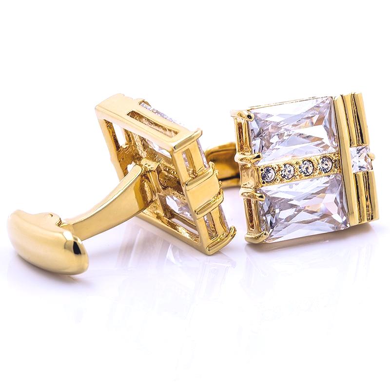 Gold crystal cufflinks