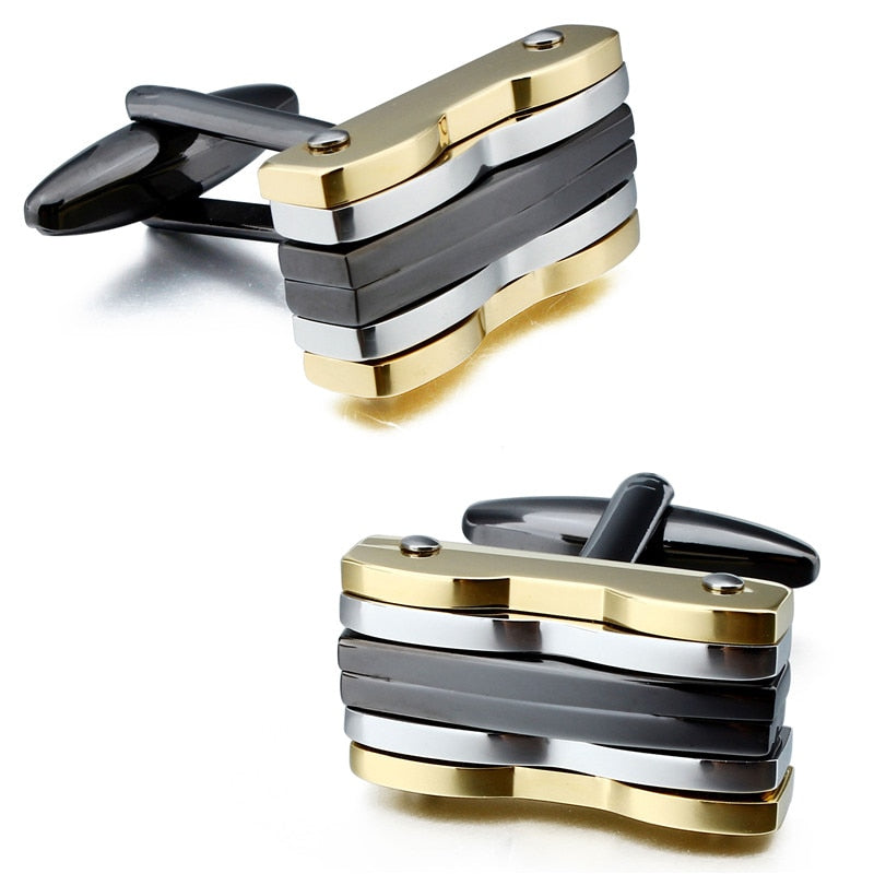 Car Plain Metal Three Color Cufflinks