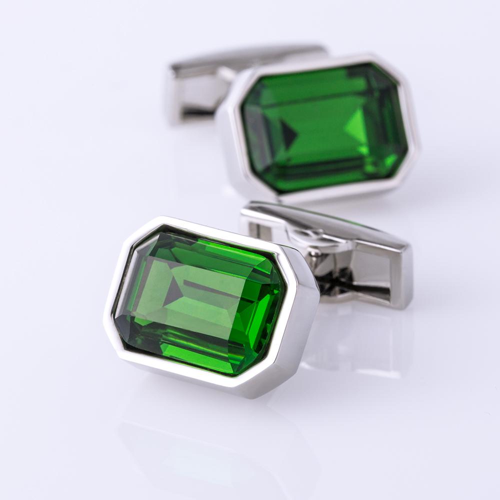 GREEN CRYSTAL CUFFLINKS