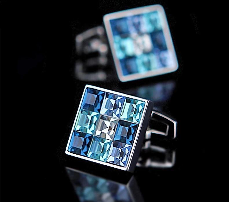 BLUE CRYSTAL CUFFLINKS