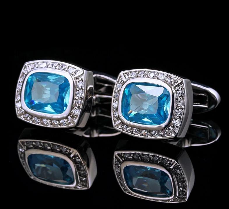 BLUE CRYSTAL CUFFLINKS