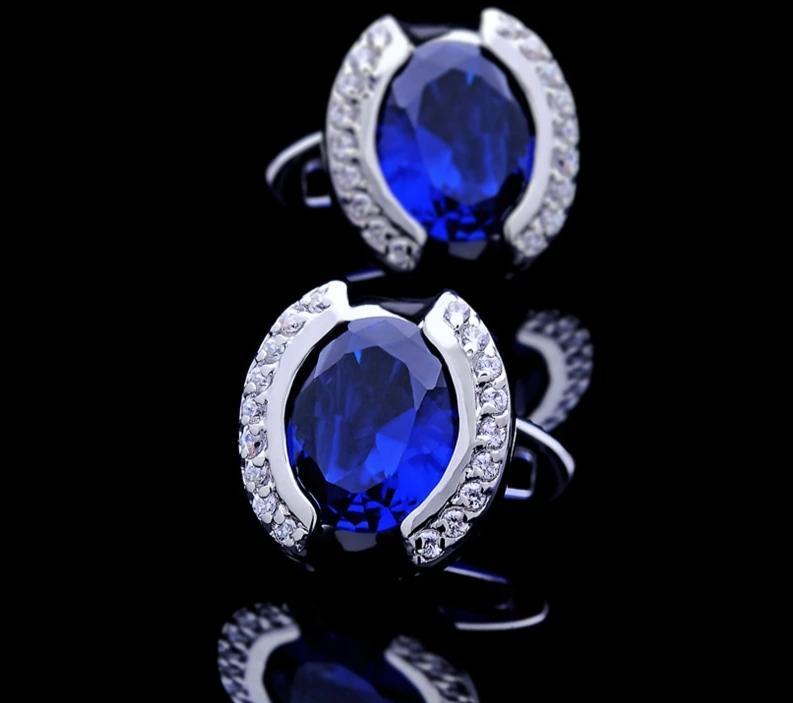BLUE CRYSTAL CUFFLINKS