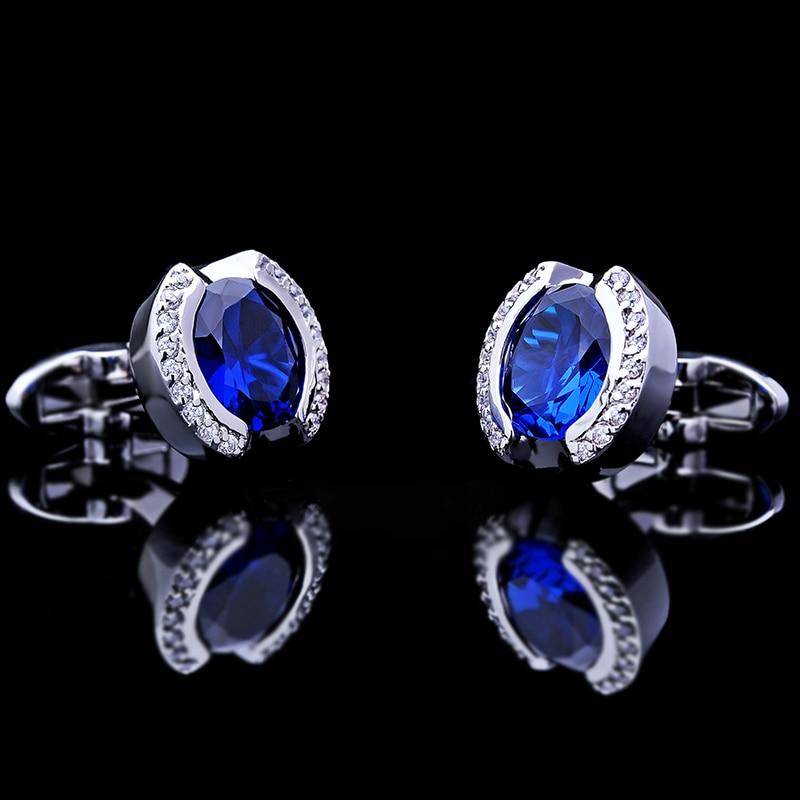 BLUE CRYSTAL CUFFLINKS