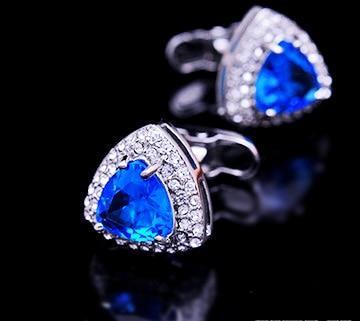 Triangle Blue Crystal cufflinks