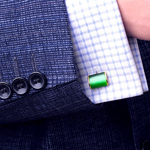 Gold green cufflinks