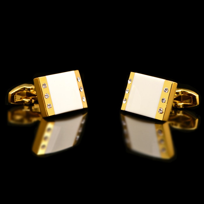 Gold crystal cufflinks