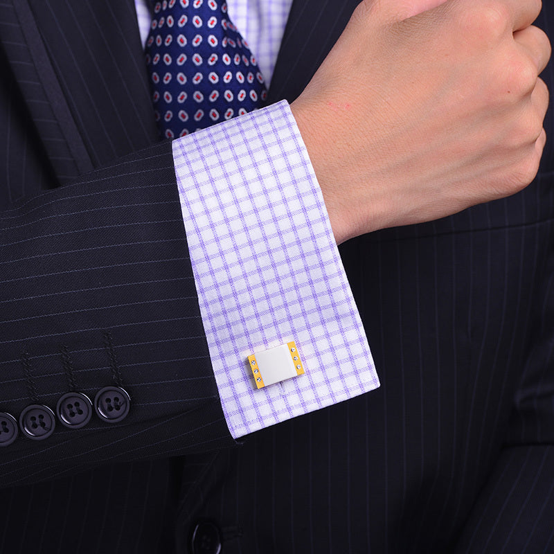 Gold crystal cufflinks