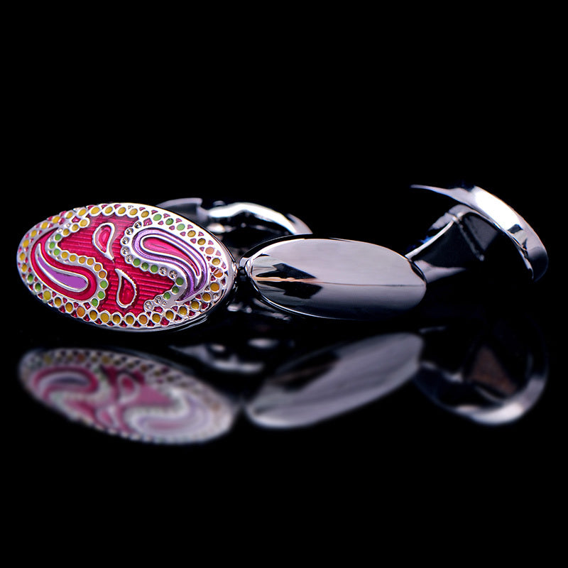 Pink silver enamel cufflinks