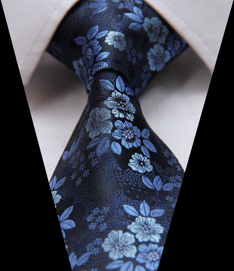 Blue Floral Paisley 100% Silk Tie