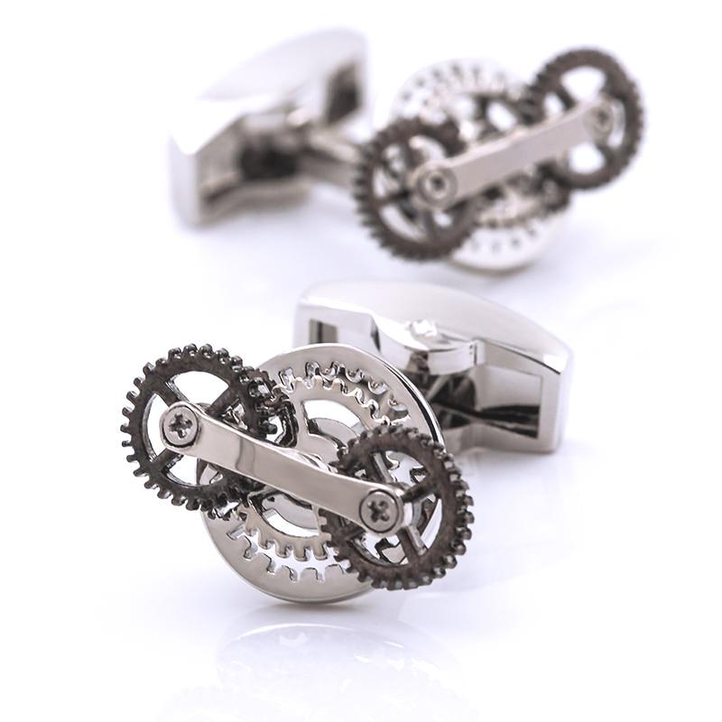 Gear silver cufflinks