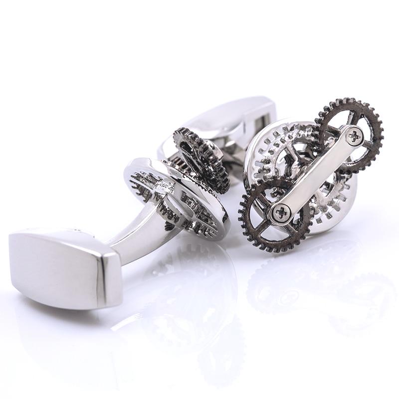 Gear silver cufflinks