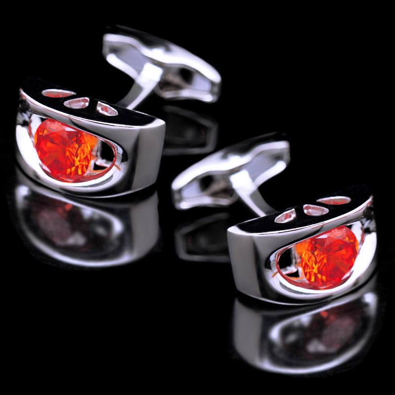 RED CUBIC EYE SHAPE CRYSTAL CUFFLINKS