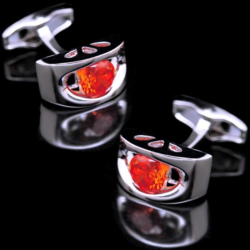 RED CUBIC EYE SHAPE CRYSTAL CUFFLINKS