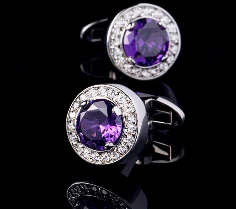 PURPLE CRYSTAL CUFFLINKS