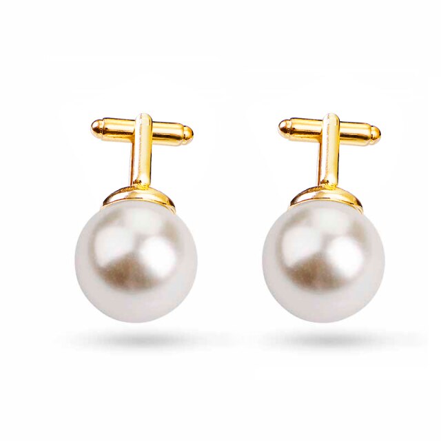 Classic pearl gold cufflinks