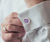 Crystal silver purple oval cufflinks