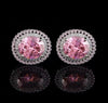 Crystal silver pink round cufflinks