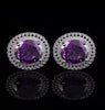 Crystal silver purple oval cufflinks