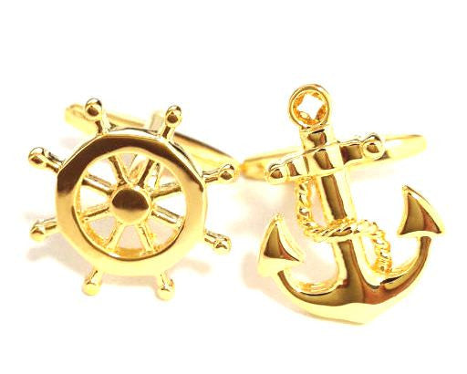 Anchor and Helm Nautical Cufflinks