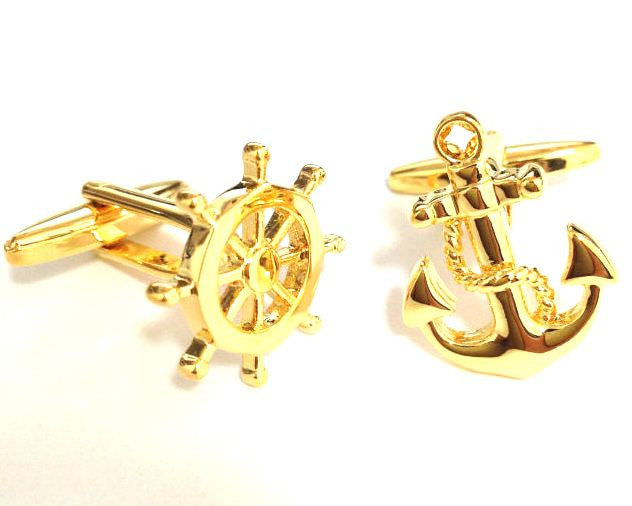 Anchor and Helm Nautical Cufflinks