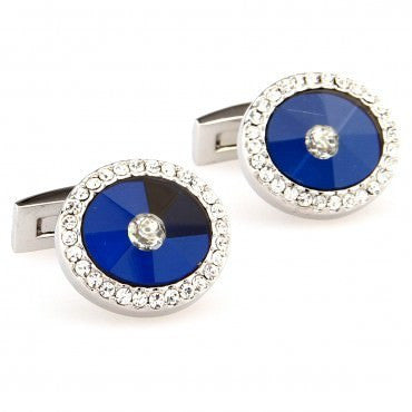 Blue Round Stone Cufflinks