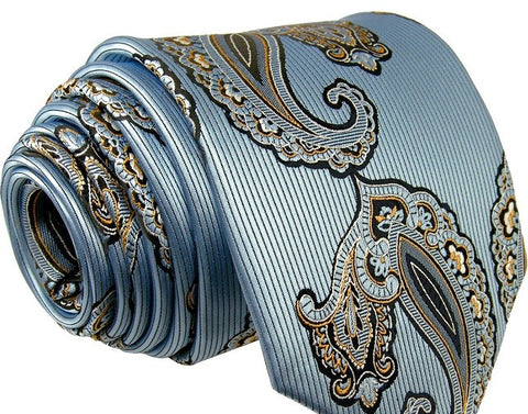 Floral Blue Khaki Tie, 100% Silk