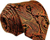 Paisley Orange Black Tie, 100% Silk