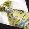 Paisley Yellow Blue Tie, 100% Silk