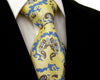 Paisley Yellow Blue Tie, 100% Silk