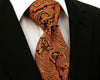 Paisley Orange Black Tie, 100% Silk