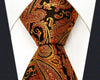 Paisley Orange Black Tie, 100% Silk