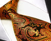 Paisley Orange Black Tie, 100% Silk