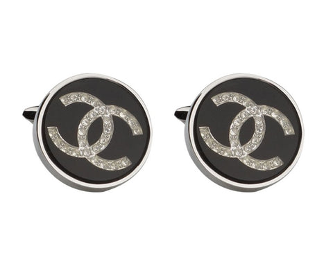 Crystal stone silver cufflinks