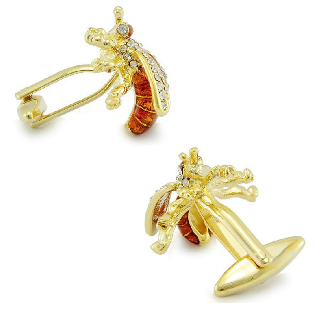 Bees cufflinks with Austrian crystals