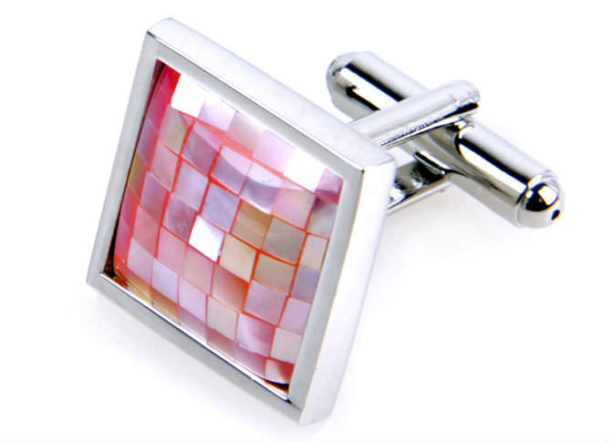 Pink Shell Mosaic Cufflinks