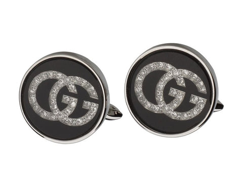 Crystal stone silver cufflinks