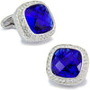 Blue man-made platinum plated cufflinks