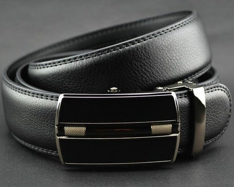 Genuine leopard leather belt, automatic buckle