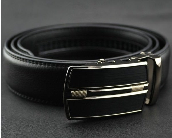 Genuine leather belt, automatic buckle