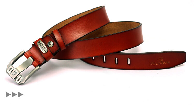 Leather pin buckle belt