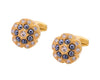 GOLD ROUND CRYSTAL CUFFLINKS