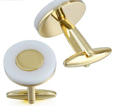 ROUND MOTHER OF PEARL GOLD CUFFLINKS
