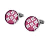 SILVER ROUND FLOWER CRYSTAL CUFFLINKS