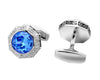 SILVER BLUE CRYSTAL CUFFLINKS