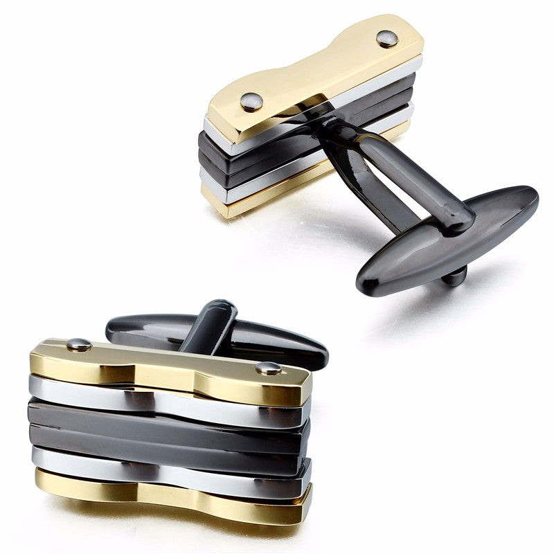 Car Plain Metal Three Color Cufflinks