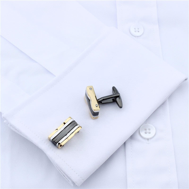 Car Plain Metal Three Color Cufflinks