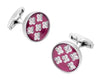 SILVER ROUND FLOWER CRYSTAL CUFFLINKS